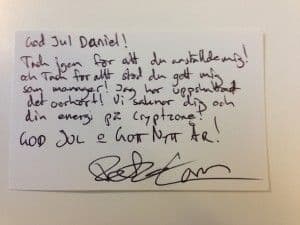 Coaching appreciation letter from employee Peter Larsson Thank you